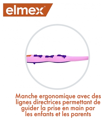 Elmex 2 Brosses à Dents Débutant Souples 0-3 ans - Couleur : Jaune et Violet