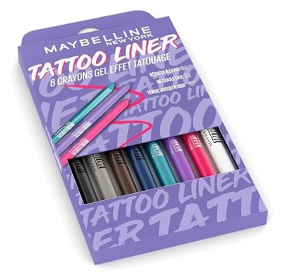 Maybelline New York Tattoo Liner EyeLiner Set of 8 Sharpenable Gel Pencils