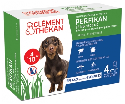 Clément Thékan Perfikan 67 mg/600 mg Petits Chiens 4 Pipettes
