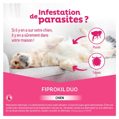 Clément Thékan Fiprokil Duo 67 mg/20 mg Chien 4 Pipettes