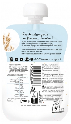 Popote Gourde Le Porridge Purée Dès 6 Mois Bio 100 g