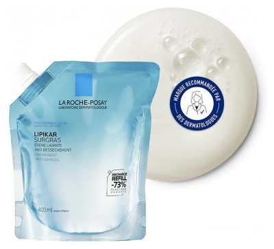 La Roche-Posay Lipikar Surgras Crème Lavante Anti-Dessèchement 400 ml + Éco-Recharge 400 ml