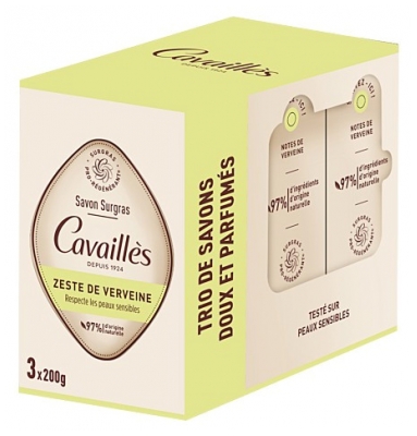 Cavaillès Rasvaa Sisältävä Saippua Verveine Pakkaus 3 x 200 g
