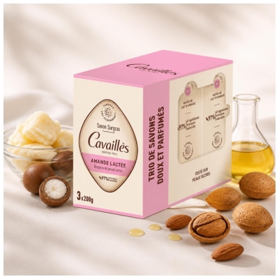 Cavaillès Trdo nadmaščeno milo Mandljevo mleko 3 x 200 gr