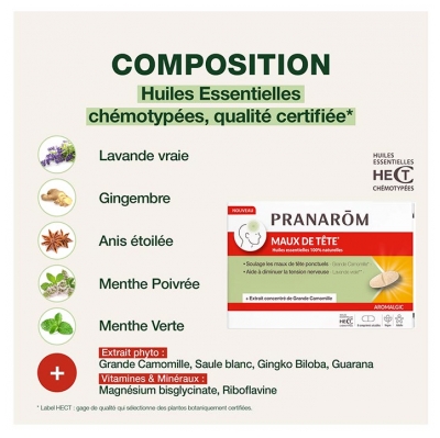 Pranarôm Aromalgic Maux de Tête 8 Comprimés