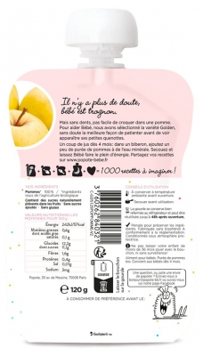Popote Quetschbeutel Apfelmus Ab 4/6 Monaten Bio 120 g