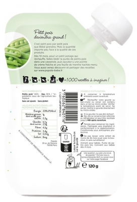 Popote Trinkflasche Erbsen Püree Ab 4/6 Monate Bio 120 g