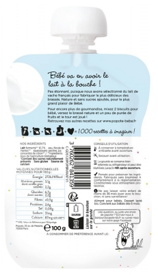 Popote Pungă Iaurt Natural Piure De La 6 Luni Bio 100 g