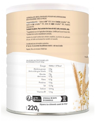 Popote Les Céréales Le Blé L'Avoine et Le Seigle Dès 6 Mois Bio 220 g