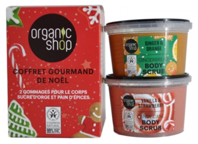 Organic Shop Gourmet-Weihnachtsset Gerstenzucker und Lebkuchen 2 Körperpeelings