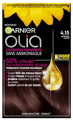 Garnier Olia Coloration Permanente Sans Ammoniaque 120 g - Coloration : 4.15 Marron Glacé
