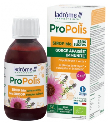 Ladrôme Propolis Sirop Gorge Apaisée Immunité Sans Sucres Bio 150 ml