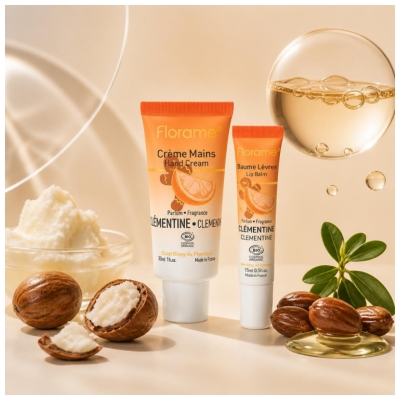 Florame Den Parfymerade Duon Klementin Ekologiskt Läppbalsam 15 ml + Ekologisk Handkräm 30 ml