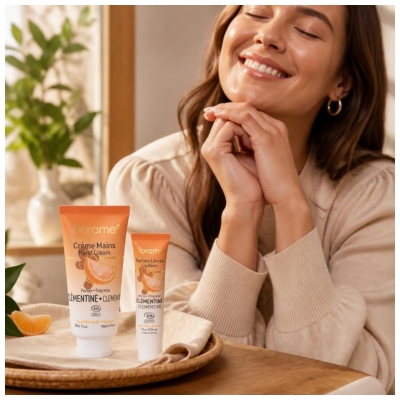 Florame Kvapusis duetas: Mandarinų Bio Lūpų balzamas 15 ml + Bio Rankų kremas 30 ml