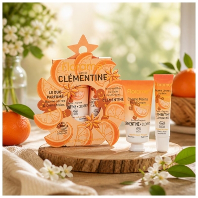 Florame O Duo Perfumado Clementina Bálsamo Labial Bio 15 ml + Creme de Mãos Bio 30 ml