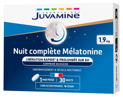 Juvamine Nacht Vollständige Melatonin 1,9 mg 30 Zweischichttabletten