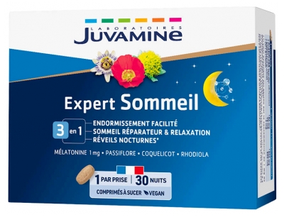Juvamine Slaap 3in1 Melatonine + Kruiden 30 Kauwtabletten