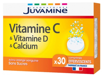 Juvamine Vitamine C Vitamine D Calcium 30 Comprimés Effervescents