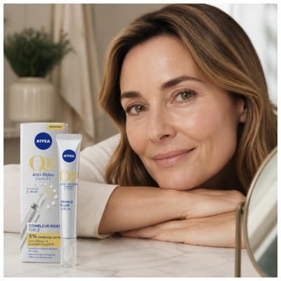 Nivea Q10 Serum za obraz proti gubam Expert za ciljno polnjenje gubic 2v1 15 ml