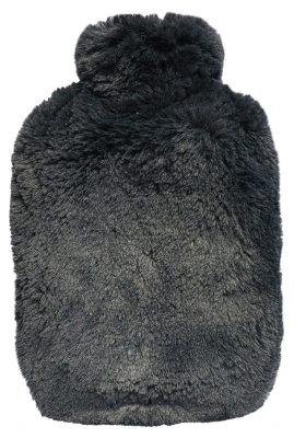 Soframar Fashy Warmwaterkruik met Afneembare Bontlook Hoes 2 L - Kleur: Zwart