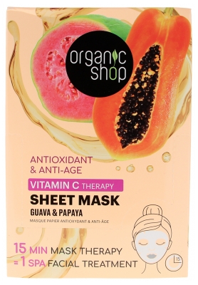 Organic Shop Antioxiderend & Anti-Aging Vliesmasker Guave & Papaya 1 Masker 25 g