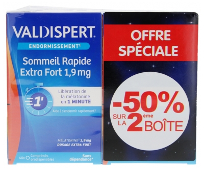 Valdispert Sommeil Rapide Extra Fort 1,9 mg Lot de 2 x 40 Comprimés Orodispersibles