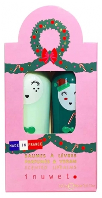 Inuwet Duo lūpų balzamai su kvapiosiomis medžiagomis Star Sequins Obuolys ir Vyšnė 2 x 3,5 g