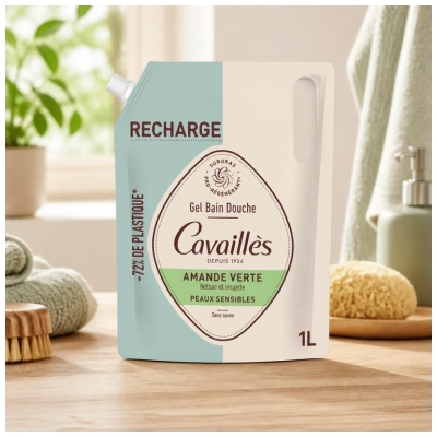 Cavaillès Duschgel Empfindliche Haut Grüne Mandel Öko-Nachfüllpackung 1 L