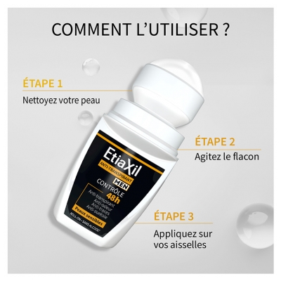 Etiaxil Déodorant Men Anti-Transpirant Contrôle 48H Roll-On Lot de 2 x 50 ml