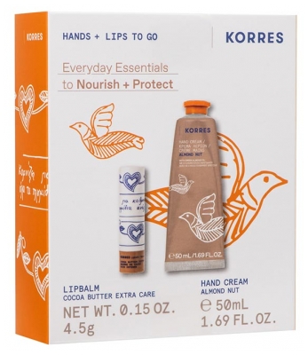 Korres Kosteuttava Käsivoide Mantelinpähkinä 50 ml + Korres Sävyttävä Huulipuikko Kaakaovoi 4,5 g