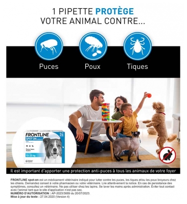 Frontline Spot-On Chien M (10-20 kg) 3 Pipettes