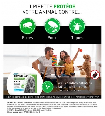 Frontline Combo Chien M (10-20 kg) 3 Pipettes