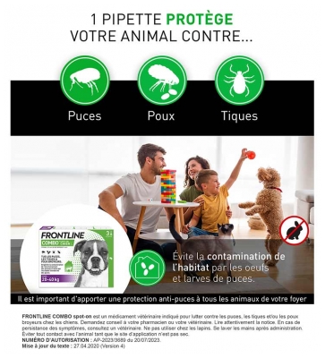 Frontline Combo Chien L (20-40 kg) 3 Pipettes