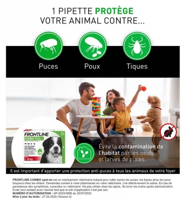 Frontline Combo Chien XL (+ de 40 kg) 3 Pipettes