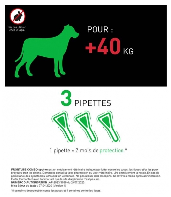 Frontline Combo Chien XL (+ de 40 kg) 3 Pipettes