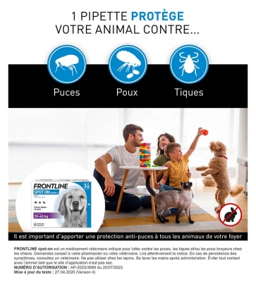 Frontline Spot-On Chien L (20-40 kg) 3 Pipettes
