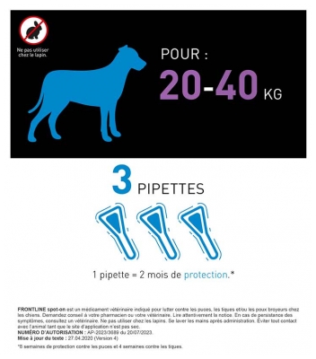Frontline Spot-On Chien L (20-40 kg) 3 Pipettes