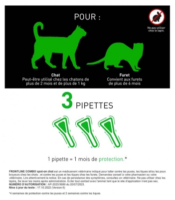 Frontline Combo Chats et Furets 3 Pipettes