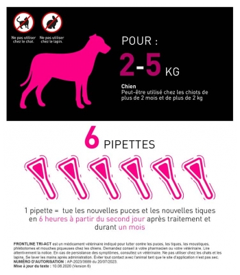 Frontline TRI-ACT Chiens 2-5 kg 6 Pipettes