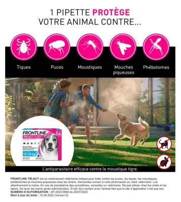 Frontline TRI-ACT Chiens 10-20 kg 6 Pipettes