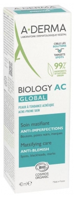 A-DERMA Biology AC Global Soin Matifiant Anti-Imperfections Bio 40 ml