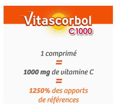 Vitascorbol C1000 20 Comprimés Effervescents Goût Orange