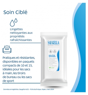 Saugella Dermoliquide Lingettes Nettoyantes Intimes 15 Lingettes
