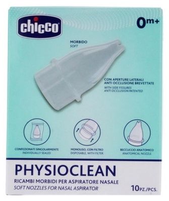 Chicco Physio Clean Soft Nozzles for Nasal Aspirator 0 Month and + 10 Pieces