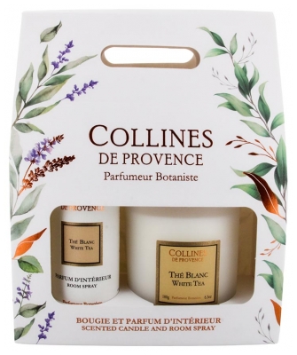 Set Collines de Provence Duo Odorizant de Cameră 100 ml + Lumânare Parfumată 180 g - Parfum: Ceai alb