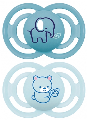 MAM 2 Sucettes Perfect Animaux 6 Mois et + - Modèle : Éléphant et Ours