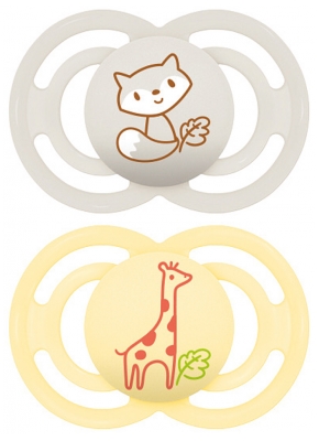 MAM 2 Sucettes Perfect Animaux 6 Mois et + - Modèle : Renard et Girafe
