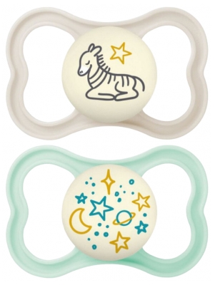 MAM 2 Lollipops Supreme Nuit 18 Mesi e Oltre - Colore: Zebra grigia e stelle verdi