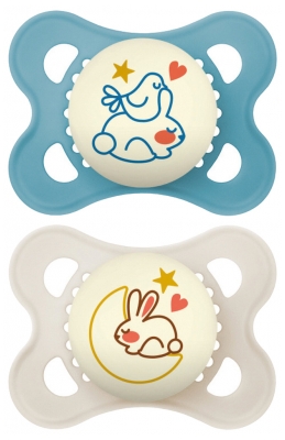 MAM 2 Soothers Original Night 2-6 Months - Model: Rabbit