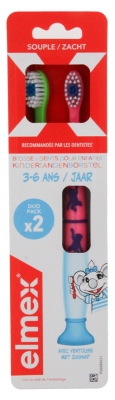 Elmex 2 Měkké Zubní Kartáčky 3-6 Let - Barva: Zelená a r?žová